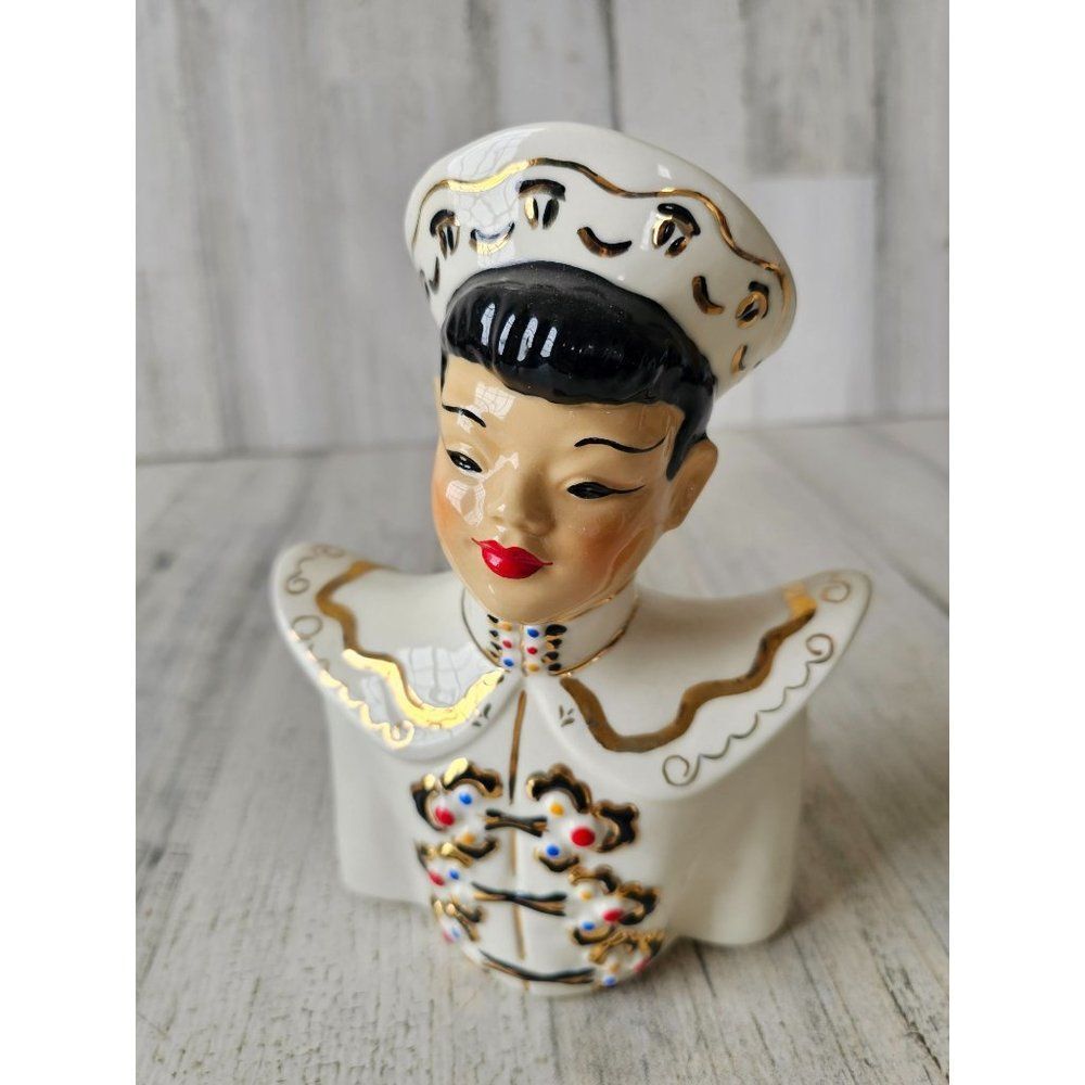 Florence ceramics geisha King Prince bust vintage Pasadena f-19 NP decor Japanes